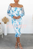 Shine Bright Floral Off Shoulder Smocked Waist Midi Dress