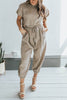 Slit Back Solid Drawstring Jumpsuit