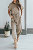 Slit Back Solid Drawstring Jumpsuit