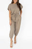 Slit Back Solid Drawstring Jumpsuit