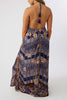 Multi Floral Print Halter Maxi Dress