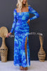 Slay The Night Tie-dye Print Back Lace Up Ruched Slit Maxi Dress