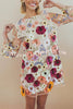 Lilipretty Dahlia Dreaming Embroidered Floral Applique Half Sleeve Mini Dress