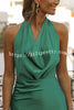 Moments To Cherish Satin Cowl Neck Halter Backless Maxi Dress