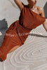 Sparkle and Sleek Glitter Material Waist Tie Up Stretch Midi Dress
