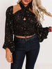 Stylish Floral Printed Sequined Backless Square-Neck Blouses&Shirts Tops