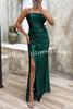 Love Lasts Forever Satin Corset Back Lace-up Slit Maxi Dress