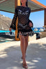 Beautiful Long Sleeved Pullover Fringed Mesh Cover Up