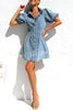 Piper Denim Balloon Sleeve Cinched Waistline Button Up Mini Dress