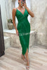 Party Seeker Sequin Pocketed Drape Slit Midi Dress