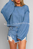 Lantern Sleeve Solid Color Round Neck Raw Edge Hoodie