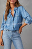 Krissy Denim Pocketed Button Down Relaxed Blouse