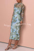 Cocktail Hour Mesh Floral Print Stretch Midi Dress (with Removable Slip)