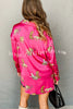 Unique and Bold Satin Cheetah Print Button Up Relaxed Blouse