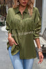 Solid Color Single Breasted Fringed Long Sleeve Shirt