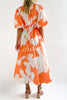 V Neck Multi Print Stretch Waist Hidden Zip Maxi Dress