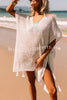 Knitted Hollow V Neck Slit Lace Up Cover Up