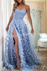 Daydream Off Shoulder Embroidered Tulle Floral Back Lace-up Prom Formal Maxi Dress
