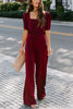 Sqaure Neck Puff Short Sleeve Jumpsuits