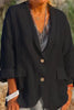 Linen Cotton Blend Long Sleeve Lightweight  Blazer