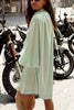 Oversized Button Puff Sleeve Shirt Dress