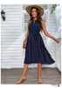 Boho Blue Sling Polka-dot Beach Midi Dress Jia
