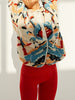 Vintage Long Sleeves Floral Printed Stand Collar Cardigan Outerwear