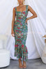 Styled To Perfection Floral Ruched Mesh Overlay Ruffle Hem Maxi Dress