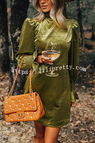 Exclusive Party Velvet Smocked Detail H-line Mini Dress