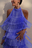 Fringed Halter Neck Backless Mini Dress