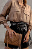 Round Neck Tie Pocket Oversized Shirt