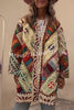 Vintage Ethnic Patchwork Print Belted Pocket Oversized Kimono Jacket