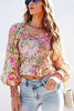 Palace Queen Floral Smocked Billowy Sleeves Top
