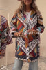 Vintage Ethnic Patchwork Print Belted Pocket Oversized Kimono Jacket