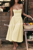 Solid Color Buttonless Bandeau Side Pocket Midi Dress