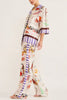 Kielan Satin Contrast Fun Print Elastic Waist Pocketed Wide Leg Pants