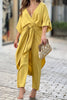 Solid color V-neck high waist V-neck temperament elegant fashion casual suit