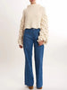 Bohemia Loose Ruched Solid Color Round-Neck Short Sweater Tops