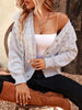 Long Sleeves Buttoned Ruched Embroidered V-Neck Sweater Tops