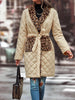 Stylish Color-Block Bandage Leopard Printed Pocket Lapel Collar Trench Coats