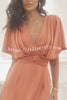 Elegant Charm Pleated Design Ruffle Bell Sleeve Slit Midi Dress