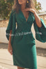 Twas The Night Ruched Waist Bell Sleeve Formal Midi Dress