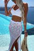 Merissa Knit Halter Tank and Hollow Out Drawstring Elastic Waist Slit Skirt Set