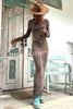 Lilipretty Bailey Knit Long Sleeve Pattern Hollow Out Tassel Trim Maxi Dress
