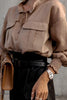 Round Neck Tie Pocket Oversized Shirt