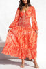 Lorinda Multi Print Smocked Waist Long Sleeve Tiered Maxi Dress