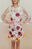 Lilipretty Dahlia Dreaming Embroidered Floral Applique Half Sleeve Mini Dress