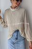 Rooney Pleated Petal Turtleneck Long Sleeve Relaxed Blouse