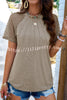 Round Neck Pleated Cutout Short Sleeved Top