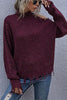 Loose Off-shoulder Ripped Long-sleeved High-neck Knitted Sweater